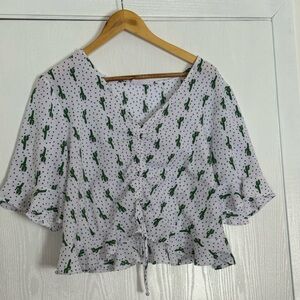 Elodie Size XL Cactus Patterned Crop Top